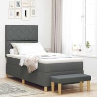 vidaXL Boxspring Bed met Matras & Bank Donkergrijs 90x200 cm Stof