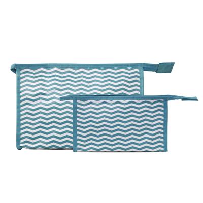 Studio - 2-piece Set w. Cosmetic Bag & Makeup Purse - Blue & White Stripes