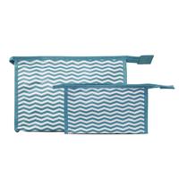 Studio - 2-piece Set w. Cosmetic Bag & Makeup Purse - Blue & White Stripes