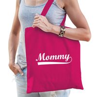 Mommy cadeau katoenen tas fuchsia roze voor dames - Moederdag