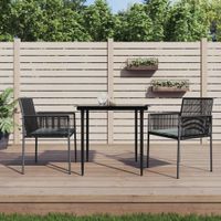 Tuinstoelen 2 st met kussens 54x60,5x83,5 cm poly rattan zwart