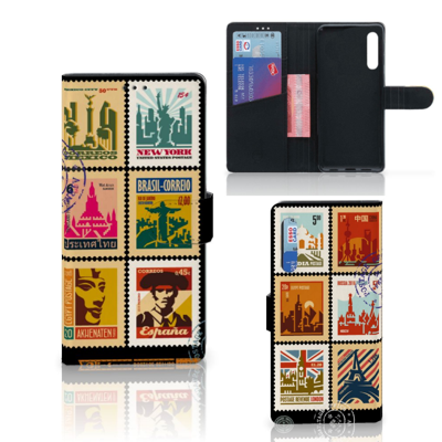 Huawei P Smart Pro Flip Cover Postzegels Huawei P Smart Pro Flip Cover Postzegels