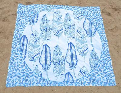 Groot Strandlaken Veren - Blauw/Wit - 200*220cm - Picknickkleed - S