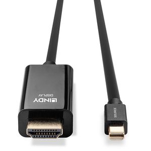 LINDY 36927 DisplayPort-kabel Mini-displayport / HDMI Adapterkabel Mini DisplayPort-stekker, HDMI-A-stekker 2.00 m Zwart