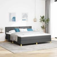 vidaXL Boxspring Bed met Matras Donkergrijs 180x200 cm Stof