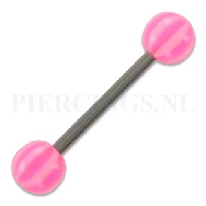 Tongpiercing acryl strandbal roze