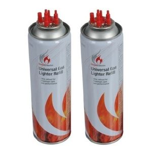 2x Aansteker gas / butaan gasfles 250 ml