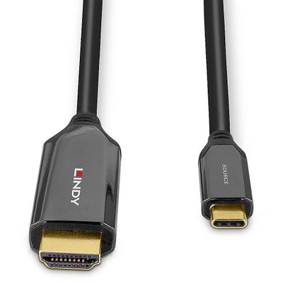 LINDY 43367 HDMI-kabel USB-C Adapterkabel USB-C stekker, HDMI-A-stekker 1.00 m Zwart 8K UHD