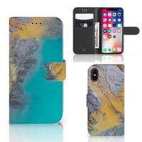 Apple iPhone X | Xs Bookcase Marble Blue Gold - thumbnail