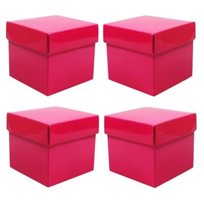 Luxe cadeaudoosje met deksel - 4x - roze metallic - 10 x 10 x 10 cm - vierkant Luxe cadeaudoosje met deksel - 4x - roze metallic - 10 x 10 x 10 cm - vierkant