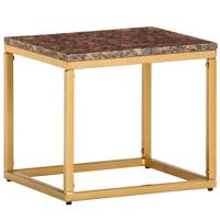 vidaXL Salontafel 40x40x35 cm echt steen met marmeren textuur bruin
