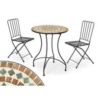 Tafel met 2 stoelen Ibergarden mozaïek gesmeed bruin zwart - Merk: Ibergarden - EAN: 8430852104465