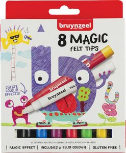 Bruynzeel Magic viltstiften, etui van 8 stuks