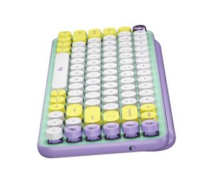 Logitech Pop Keys toetsenbord RF-draadloos + Bluetooth QWERTY US International Muntkleur, Violet, Wit, Geel