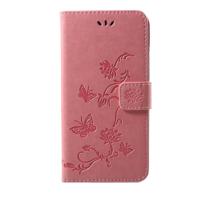 Shop4 - iPhone Xs Max Hoesje - Wallet Case Bloemen Vlinder Roze