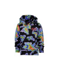 Vingino hoodie Nuet met all over print zwart/paars/groen