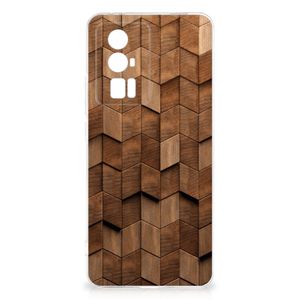 Bumper Hoesje voor Xiaomi Poco F5 Pro Wooden Cubes