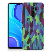 Xiaomi Redmi 9 TPU Hoesje Abstract Green Blue