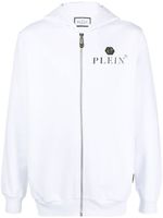 Philipp Plein hoodie zippé à plaque logo - Blanc