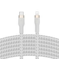 Belkin BoostCharge Pro Flex gevlochten USB Type C/Lightning-kabel (2 m), MFi-gecertificeerde 20 W PD Power Delivery-snellaadkabel voor iPhone 14/14 Plus, 13, 12, Pro/Max, mini, SE, iPad en meer – Wit