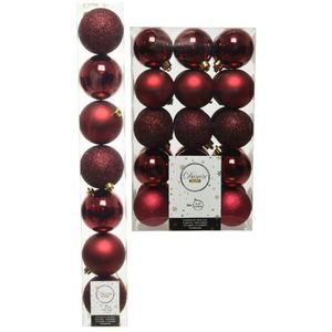 Kerstversiering kunststof kerstballen donkerrood 6-8 cm pakket van 44x stuks