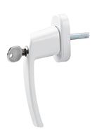 OLYMPIA FGS 100 FGS100 afsluitbare raamgreep met elk 2 sleutels, vensterbeveiliging met slot, vierkant 7 x 7 mm, stiftlengte 35 mm, gecoat metaal, wit