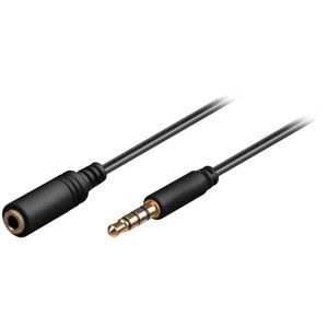 goobay Hoofdtelefoon en audio AUX verlengkabel, 4-pin 3.5mm slim verlengkabel 1 meter