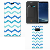 Samsung Galaxy S8 Plus Hoesje met Magneet Zigzag Blauw