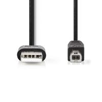 Nedis USB-kabel - USB 2.0 - USB-A stekker - USB-B stekker - 480 Mbps - vernikkeld - 2,00 m - rond - PVC - zwart - label