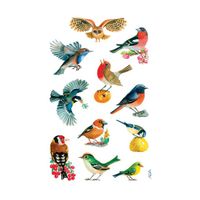 Gekleurde vogel stickertjes 3 vellen - thumbnail