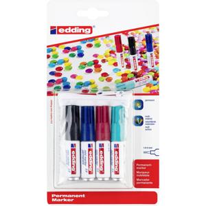 Edding 0.5 mini marker 4-05-4-1 Permanent marker Zwart, Blauw, Rood, Lichtblauw Watervast: Ja