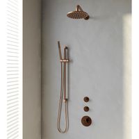 Inbouw Regendouche Set Brauer Copper Edition Gebogen Wanduitloop Ronde Hoofddouche 20 cm Met Twee Stopkranen en Glijstang Koper Brauer - thumbnail