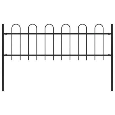 vidaXL Tuinhek met ronde bovenkant 1,7 m staal zwart
