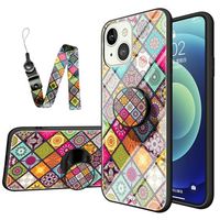 Geruit Patroon iPhone 14 Hybrid Case - Kleurrijke Mandala - thumbnail