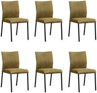 Set van 6 Olijfgroene leren moderne eetkamerstoelen Basic - poot vierkant zwart - Kenia Leer Olive (olijfgroen leer) - thumbnail