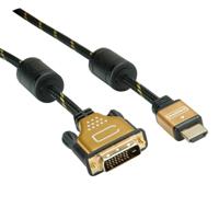 ROLINE 11.04.5895 video kabel adapter 10 m HDMI DVI Zwart, Goud - thumbnail