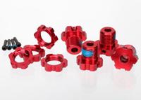 Traxxas - Wheel Hubs, splined, 17mm (red-anodized)(4)/wheel nuts, spli, TRX-5353R (TRX-5353R) - thumbnail