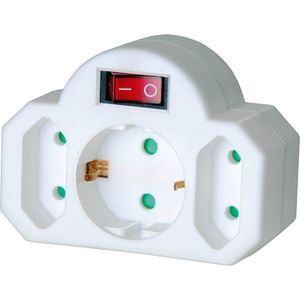 Adapterstekker 2 euro aansluitingen + 1 veiligheidsstopcontact met schakelaar Stekkerdoos adapter