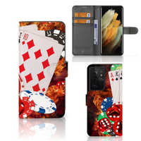 Samsung Galaxy S21 Ultra Wallet Case met Pasjes Casino - thumbnail