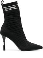 Balmain bottines 100 mm en maille intarsia - Noir