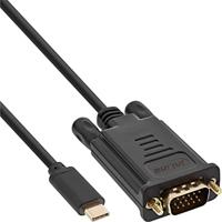 InLine 64142 USB-displaykabel, USB type-C stekker naar VGA-stekker (DP Alt Mode), zwart, 2 m