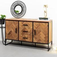 Sohome Dressoir Hawaii Visgraat Teak en staal, 145cm - Hout - thumbnail