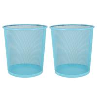 2x stuks kantoor prullenbakken/papiermanden 12 liter blauw