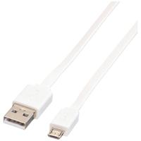 ROLINE USB 2.0 Kabel, USB A Male - Micro USB B Male, wit, 1 m - thumbnail