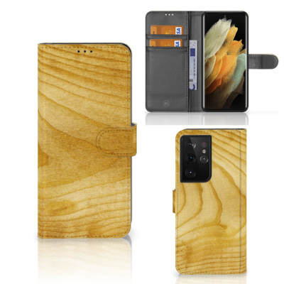 Samsung Galaxy S21 Ultra Book Style Case Licht Hout Samsung Galaxy S21 Ultra Book Style Case Licht Hout
