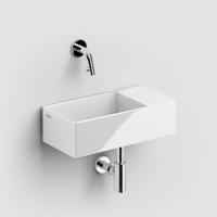 Fontein Clou New Flush 3 Rechthoek Rechts 35x18x10cm Keramiek Wit 0 Kraangaten met Afvoer