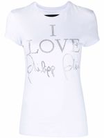 Philipp Plein t-shirt I Love à ornements en cristal - Blanc - thumbnail