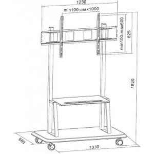 Techly ICA-TR31 flat panel vloer standaard Portable flat panel floor stand Zwart 2,79 m (110 )