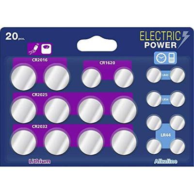 Electric Power Knoopcelset elk 2 x LR43, LR54, CR1620, CR2016 en 4 x LR44, CR2025, CR2032