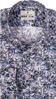 Thomas Maine Overhemd Blauwe Bloemen Allover Print Cutaway Tailored Fit